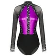 thumbnail image 3 of Doomiva Womens Sparkling Rhinestones Gymnastics Leotards with Shorts Outfits Unitards Biketards Purple XL, 3 of 7