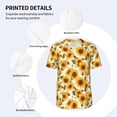 thumbnail image 3 of Zufioo Modern Elegant Sunflower Print Men's Baseball Short Sleeve, Moisture Wicking Button-Down Hip Hop Tee-Medium, 3 of 7