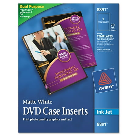 avery inkjet dvd case inserts matte white 20 pack walmart com