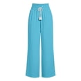 thumbnail image 6 of KIHOUT Women Wide Leg Pants Loose Fit Casual Lounge Pants with Adjustable Drawstring Elastic Waistband Solid Color Baggy Trousers for Women, 6 of 6