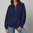 thumbnail image 5 of Edvintorg Women's Sweatshirt Long Sleeve Sweat Shirts Turndown Collar Sweatshirts Pullover Top with Zipper Womens Clothing S-2XL Navy, 5 of 6