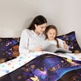 thumbnail image 4 of Castle Fairy Dreamy Woman Wearing Wide Brim Hat Twin Bedding 7-Piece,Gradient Butterfly Bedding Comforter Set,Purple Blue Yellow, 4 of 7