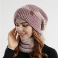thumbnail image 3 of Women's Warm Winter Hat with Scarf,Winter Beanie Hat Scarf Set for Women,Windproof Warm Soft Knitted Plush Hat and Scarf,Pink, 3 of 8