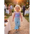 thumbnail image 5 of BemeyourBBs Baby Girl First Birthday Outfit 1st Birthday One Years Old Clothes Summer Waffled Romper Overalls Donut Sweet One Letter Embroidery Tie-up Strap Sleeveless Flared Jumpsuit, 5 of 9