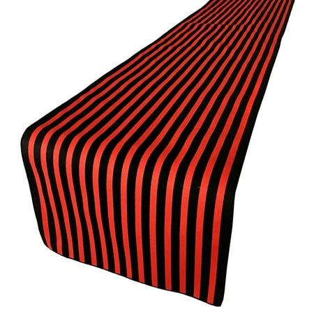 

Cotton Print Table Runner Half Inch Wide Stripes Red and Black