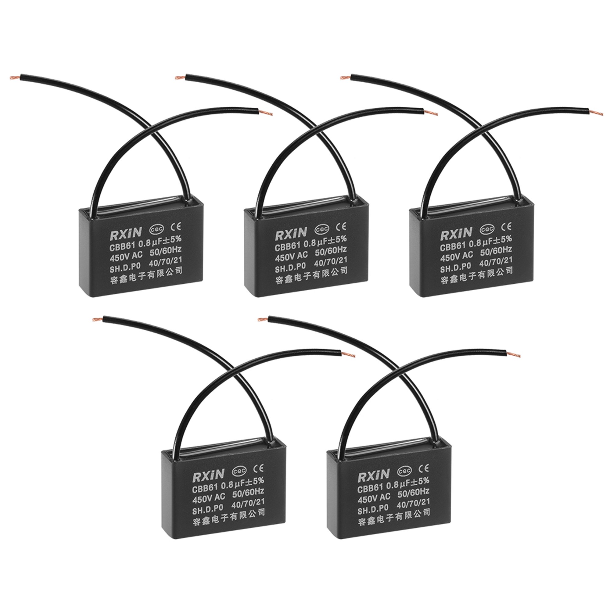 Cbb61 Run Capacitor 450v Ac 0 8uf 2 Wire Metallized Polypropylene