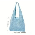 thumbnail image 2 of Crochet Tote Bag, Mesh Beach Bag KnitVacation Boho Tote Bag (Blue One Size), 2 of 4