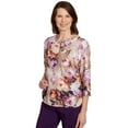 thumbnail image 3 of Alfred Dunner Womens Textured Floral Ruched Sides Top, 3 of 4