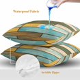 thumbnail image 4 of Throw Pillow Covers 16x16 Inch Set of 2, Brown Blue Vintage Waterproof Outdoor Pillow Covers, Retro Farmhouse Elegant Pastoral Decorative Cushion Pillowcases for Couch, Sofa, Bed, Garden, Patio, 4 of 9