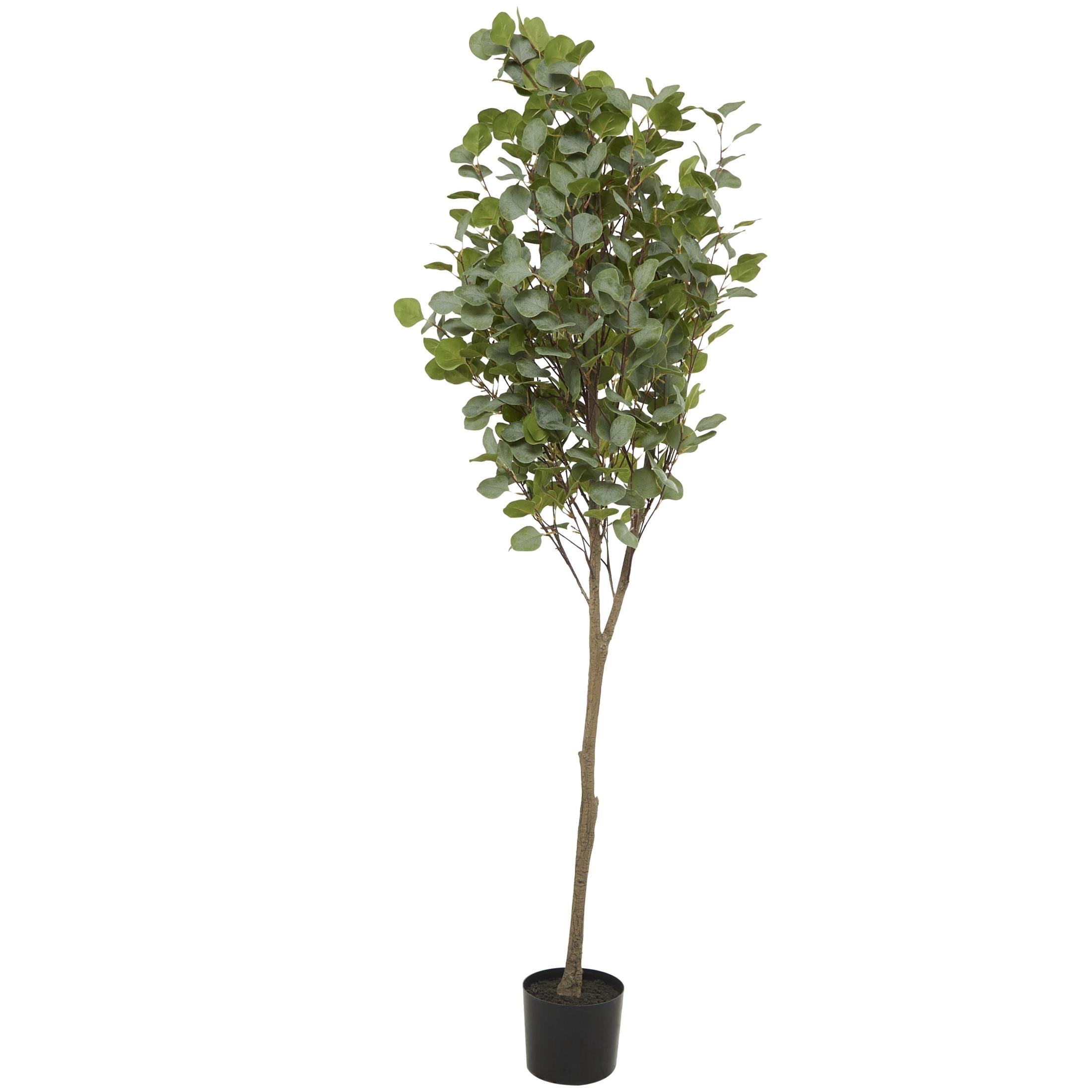 DecMode 70" Artificial Eucalyptus Tree in Realistic Leaves and Black Pot