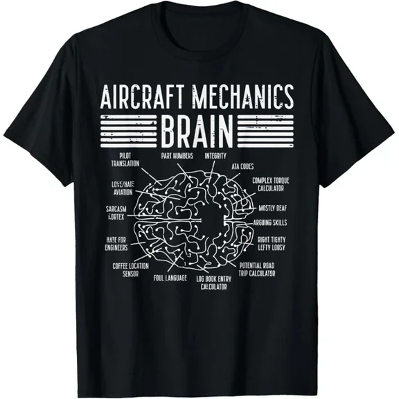 Aircraft Mechanics Brain Fun Airplane Maintenance Men Women Gift T-Shirt Unisex S-5XL Hot Trending Shirt, Vintage Birthday Gift