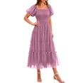 thumbnail image 1 of Vestido PRETTYGARDEN 2025 Midi con Fruncidos, Tul y Mangas Abullonadas, 1 of 7