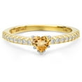 thumbnail image 3 of Gem Stone King 14K Two Tone Gold Yellow Citrine and Lab Grown Diamond Engagement Ring for Women | 0.62 Cttw | Heart Shape 5MM | Gemstone November Birthstone | Size 8, 3 of 6