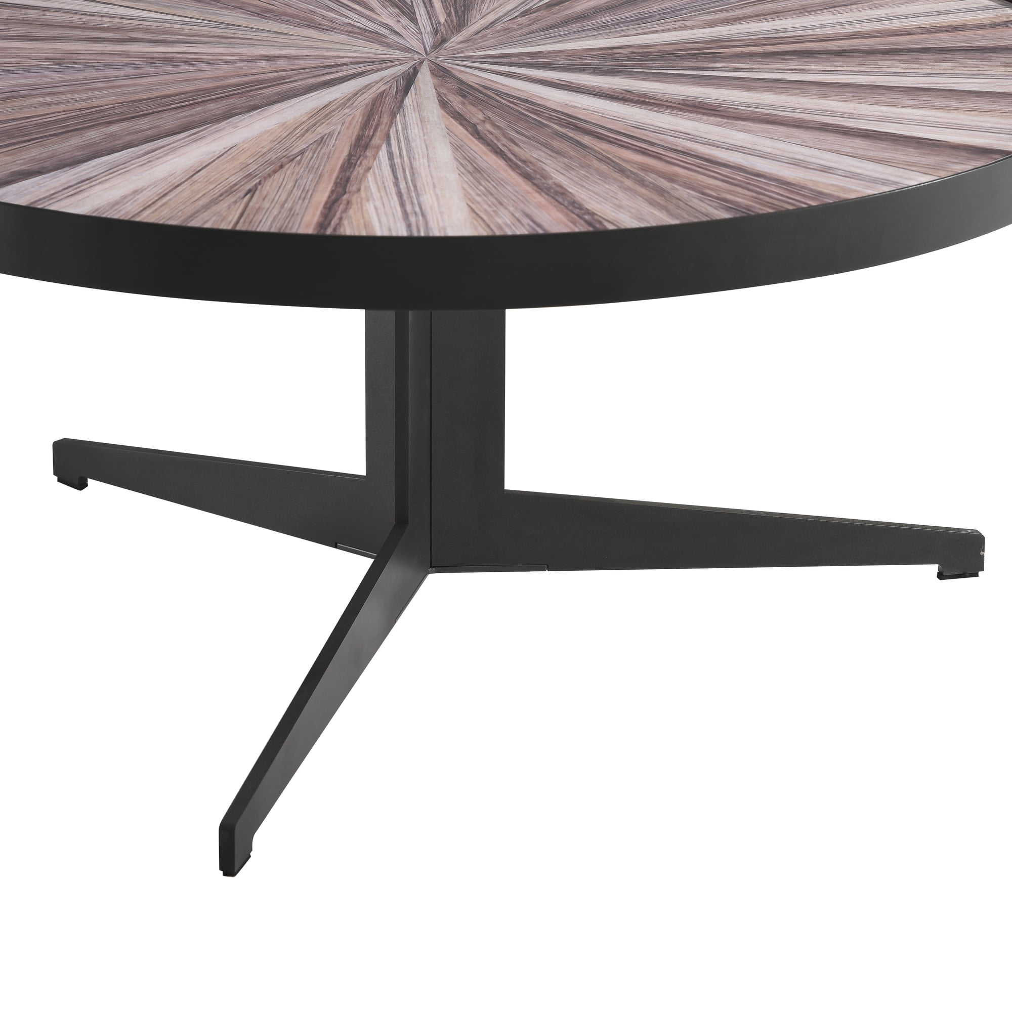 Beka Mid-Century Round Maroon Coffee Table Set with Tempered Glass Top - Set of 2
