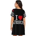 thumbnail image 3 of Women Nightgown Sleepwear Short Sleeves Shirt I LOVE JESUS Casual Sleepdress Female Nightdress, 3 of 7