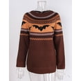 thumbnail image 7 of Cogild Women's Halloween Fair Isle Sweater - Vintage Bat Pattern Brown Knit Pullover, Cozy Fall & Spooky Season Outfit, 7 of 7