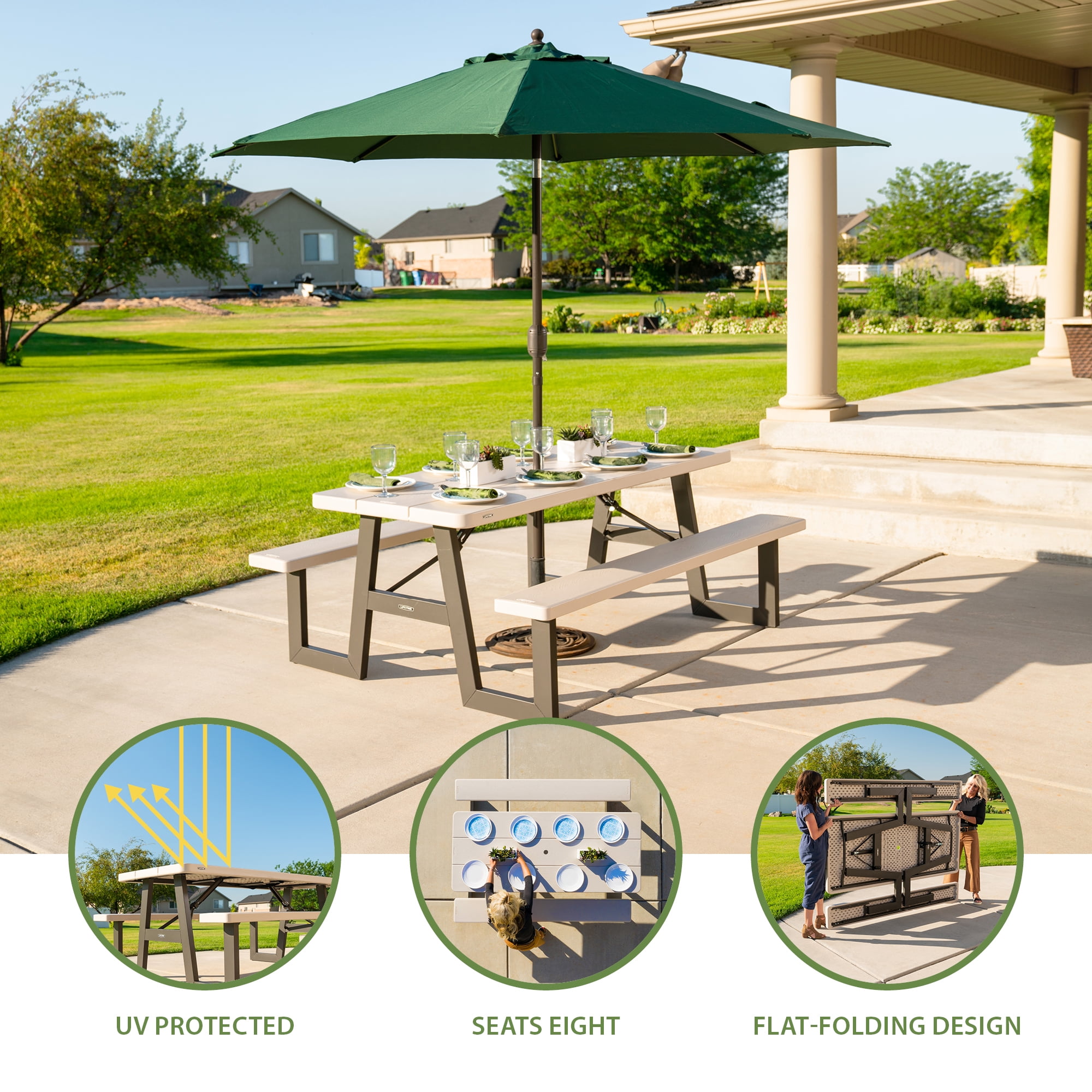 Lifetime 6-Foot W-Frame Desert Sand - HDPE Folding Picnic Table (60364)