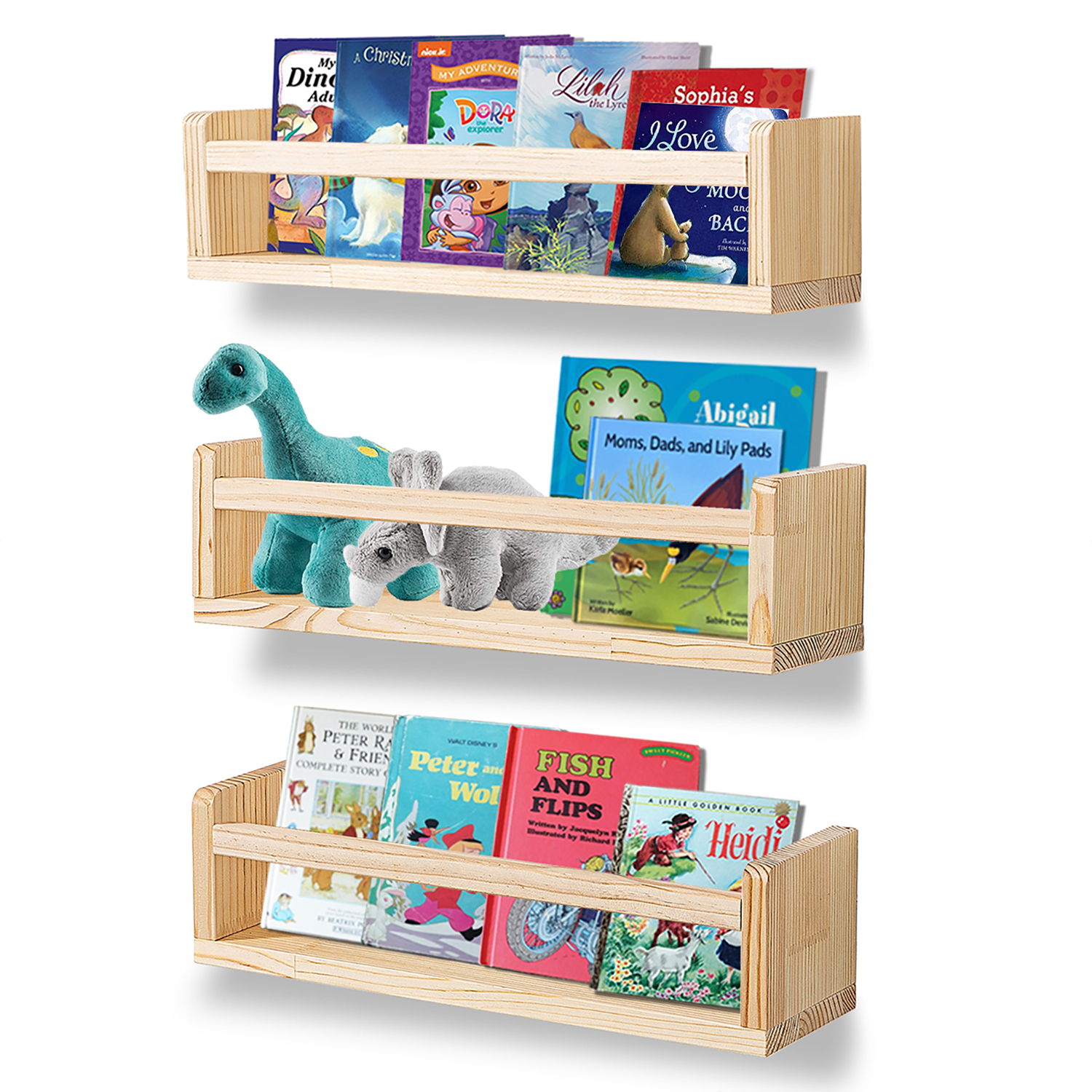Wall Bookshelves Nursery Décor Floating Wall Shelf Natural Wood Wall Mount Children