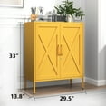 thumbnail image 6 of Heavy Duty Cabinet Multi-purpose Metal Storage Cabinet High Quality Full Metal Frame Sturdy and Durable Adjustable Shelf Height Garage, Living Room, Hallway Yellow Size： 33"H X 29.5"W X 13.8"D, 6 of 6