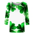 thumbnail image 5 of Green Shirts Womens 3/4 Length Sleeve Tops St Patricks Day T Shirts for Women Crew Neck Leaves Graphic Tees (5XL, Green 10), 5 of 5