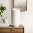 thumbnail image 2 of LuxenHome White Terracotta 16.1-Inch Tall Indoor and Outdoor Cylinder Vase, 2 of 7