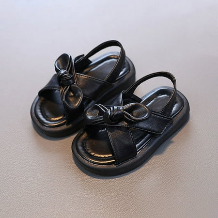 Esho Girls Summer Beach Sandals  Kids Home Slippers  Little Girls Flats Shoes Cute Bow Slide Sandals For Indoor Outdoor  Size 21-30