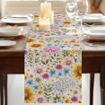 thumbnail image 3 of Sunflower Vintage 120 Inch Table Runner, Colorful Flowers Summer Botanical Retro Art Farmhouse Dresser Scarf Cotton & Linen Tablerunner for Dining/Kitchen Island/Holiday Party Décor 13" x 120", 3 of 9