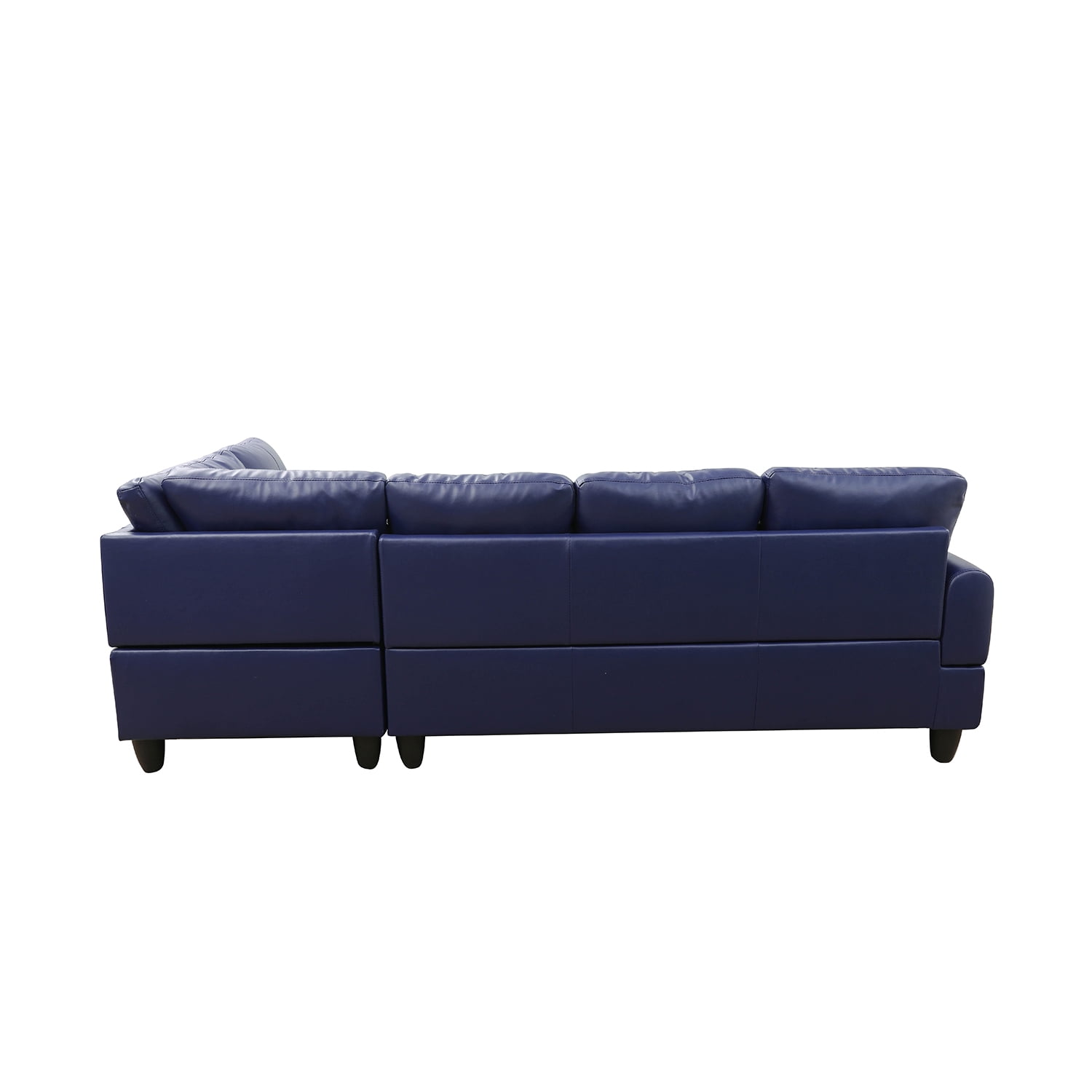 Hommoo Faux Leather 4-Seat Couch, L Shaped Sectional Couches and Sofas, 16'' Back Height Modern Living Room Furniture Sets Sectional Sofa Set, Blue(No Ottoman)