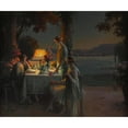 thumbnail image 2 of Delphin Enjolras 14x12 Black Ornate Wood Framed Double Matted Museum Art Print Titled: Young Women by the Lake, 2 of 5