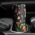 thumbnail image 3 of 20oz Colorful Mushroom Leaf Black Pattern Skinny Tumblers Stainless Steel Tumbler with Lid and Straw,Vacuum Insulated Double Wall Travel Tumbler Cups with Cleaning Brush for Coffee,Tea, 3 of 6