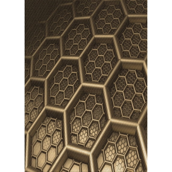 Ahgly Company Machine Washable Indoor Rectangle Transitional Light Brown Area Rugs, 6' x 9'