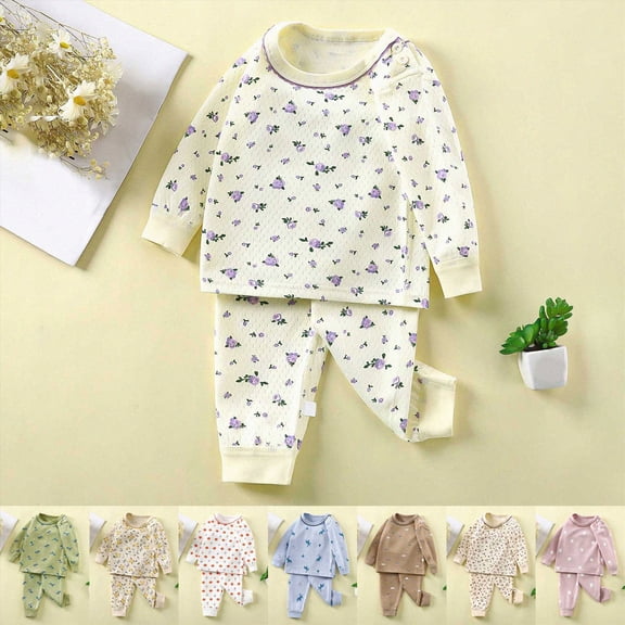 Girls Pajamas Set Kids Long Sleeve Pjs Cotton Jammies,6-12 Months 12-24 Months 2t 3t 4t 5t 6t 7t 8t 9t Children Light Blue 5-6 Years