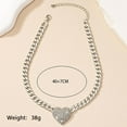 thumbnail image 3 of Heart Pendant Necklace for Women Gold Heart Choker Necklace Silver Rhinestone Chunky Cz Heart Necklaces Punk Cuban Link Chain Necklace Trendy Jewelry, 3 of 13