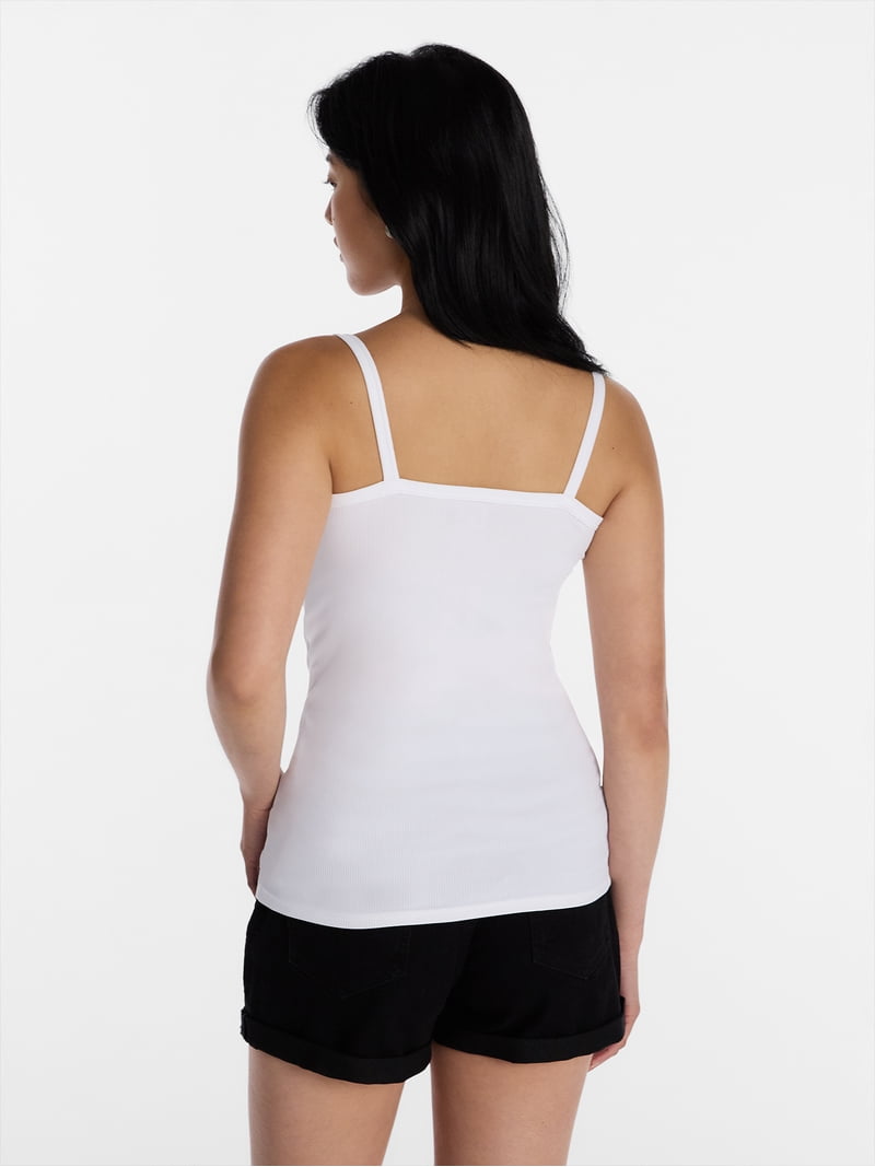 No Boundaries Ribbed Cami Top for Women, Sleeveless Scoop Neck, 1