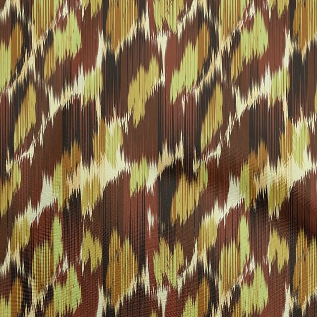 oneOone Tissu Georgette Viscose Marron Ikat Matériel de Robe Tissu Imprimé Tissu au Mètre 42 Pouces de Large