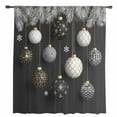 thumbnail image 2 of Black Christmas Semi Sheer Curtains Drapes for Living Room, Bedroom, French Doors Window 72 Inches Long, Xmas Pine Needles Balls Snowflake Rod Pocket Chiffon Curtain Drapery Voile Draperies Panel, 2 of 6