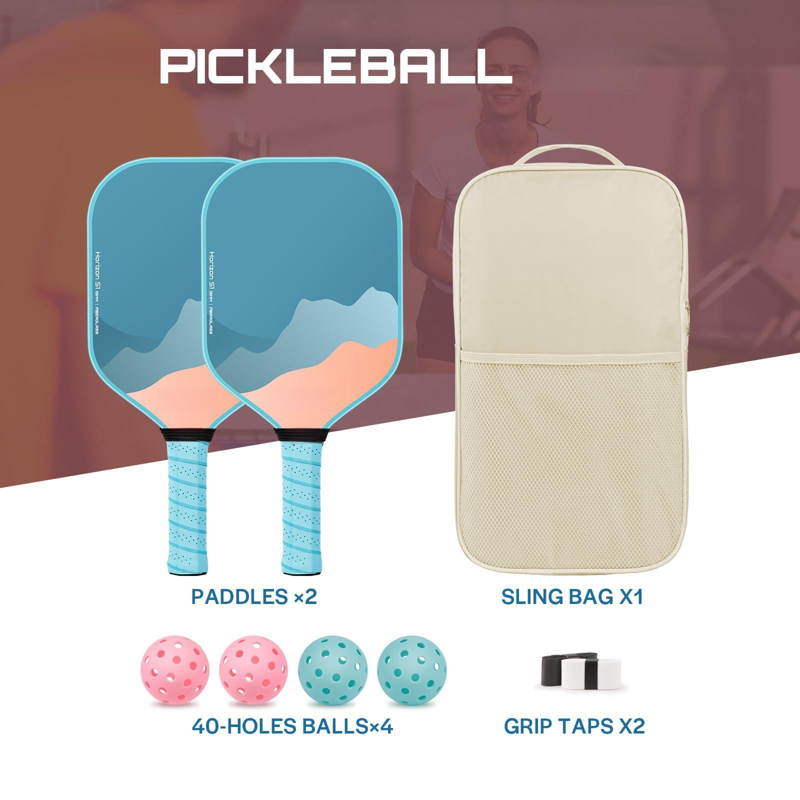 Pickleball Paddles Set Of 2  Lightweight Racket For Beginner Usapa Approved Fiberglass Surface With Non-slip Comfort Grip