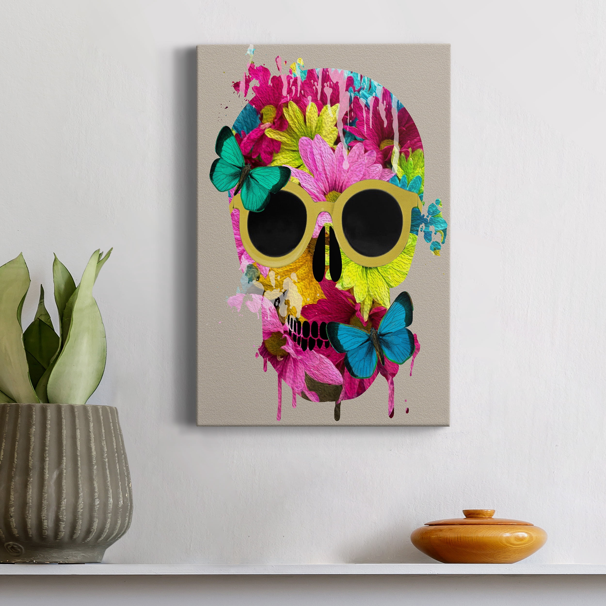 Floral Skull Premium Gallery Wrapped Canvas - Ready to Hang - 32 x 48
