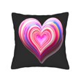 thumbnail image 4 of Set of 2 Decorative Throw Pillow Covers 18x18in - Vibrant Layered Heart Design in Pink Red Blue & Yellow on Black Background, 4 of 8