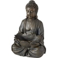 thumbnail image 5 of Seated Buddha with Lotus Bowl, For Gardens and Indoor Areas, Rustic Brown , Faux Stone Finish, Hand Cast Polyresin, 11.75 Inches Tall, 5 of 6