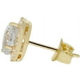 thumbnail image 3 of Precious Stars 14K Yellow Gold Round-cut Cubic Zirconia Halo Stud Earrings, 3 of 6