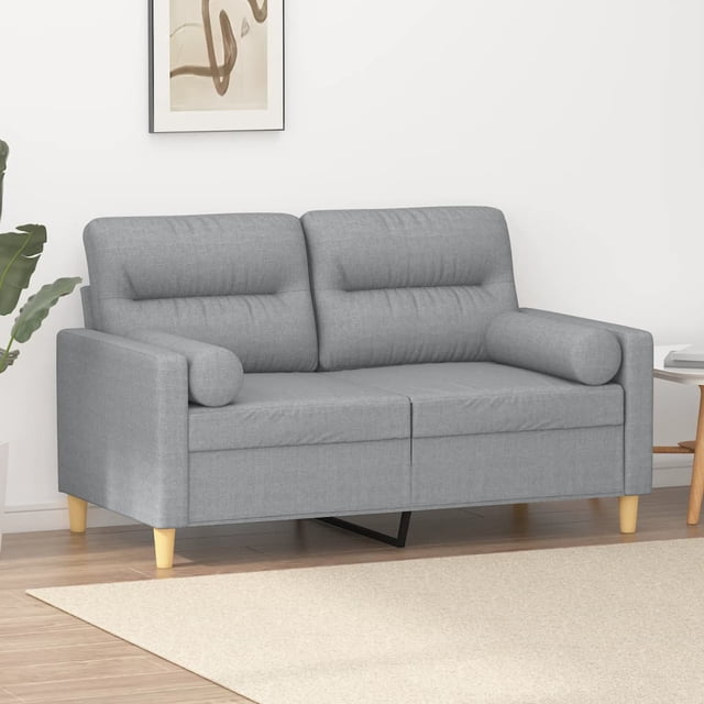 vidaXL Canapé 2 Places avec Coussins Décoratifs Gris Clair 120 cm Tissu