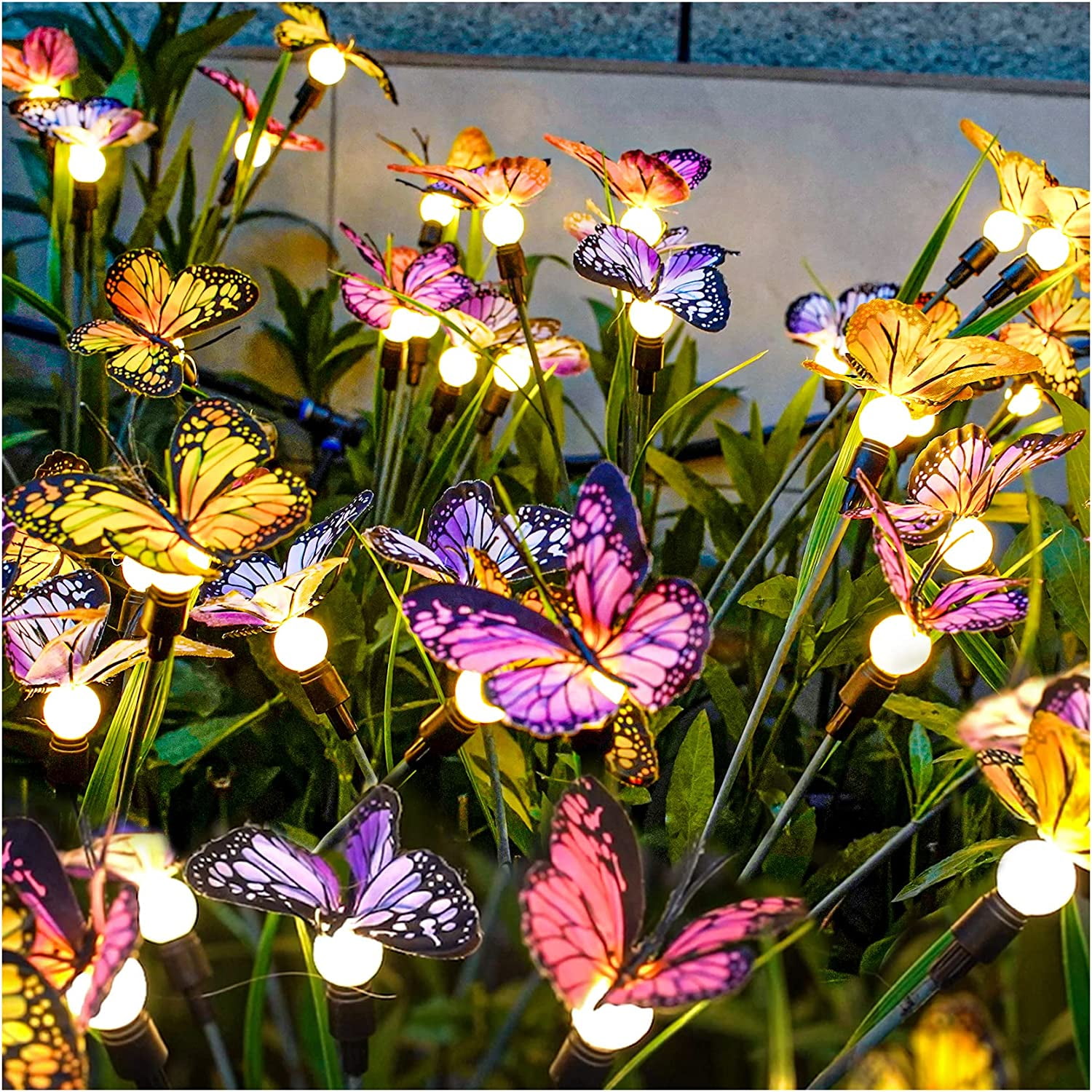 3pcs Butterfly Wind Play,Moving Butterfly Decorations,Solar Butterfly  Garden Stake Flying Butterflies Garden Ornaments for Yard and Walkways