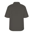 thumbnail image 5 of cfhntfmh Womens Cotton Linen Button down Shirts V Neck Pleated Casual Loose Blouses Roll up Sleeve Vacation Shirt, 5 of 6