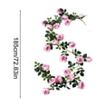 thumbnail image 3 of Hovilon 6ft Artificial Simulated Rose Vine - 21-Head Faux Rose Garland with Realistic Flowers, Flexible Green Floral Vine for Wedding Backdrop Wall, Arch, Mantel, and Home Party Decoration (Pink), 3 of 6