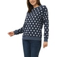 thumbnail image 4 of INSPIRE CHIC Women's Polka Dots Crew Neck Drop Shoulder Long Sleeves Knit Sweatshirt L Grey Blue, 4 of 6