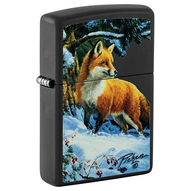 Zippo 48596 Linda Picken Winter Fox Black Matte Windproof Lighter