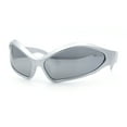 thumbnail image 5 of Womens Trendy Wrap Around Bug Eye Oval Sport Fashion Plastic Sunglasses Silver - Silver Mirror, 5 of 8