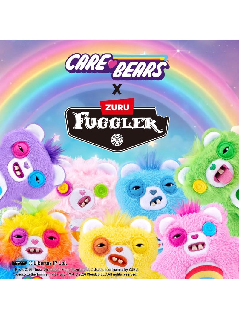 Fuggler Care Bear Bag Charm Plush Keychain, Good Luck Bear