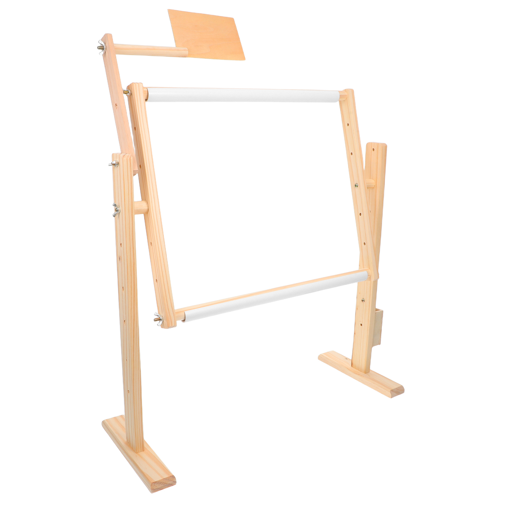 PAMINGONO Adjustable Beige Pine Embroidery Hoop Stand for Crafts with Height Control - 1 Set